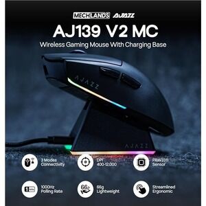 AJAZZ AJ139 V2 MC Gaming Mouse with Charging Base, Adjustable 12,000 DPI, PAW331